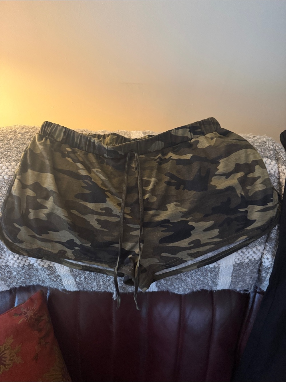 Camo Drawstring Women’s Shorts - Olive Green (never worn)